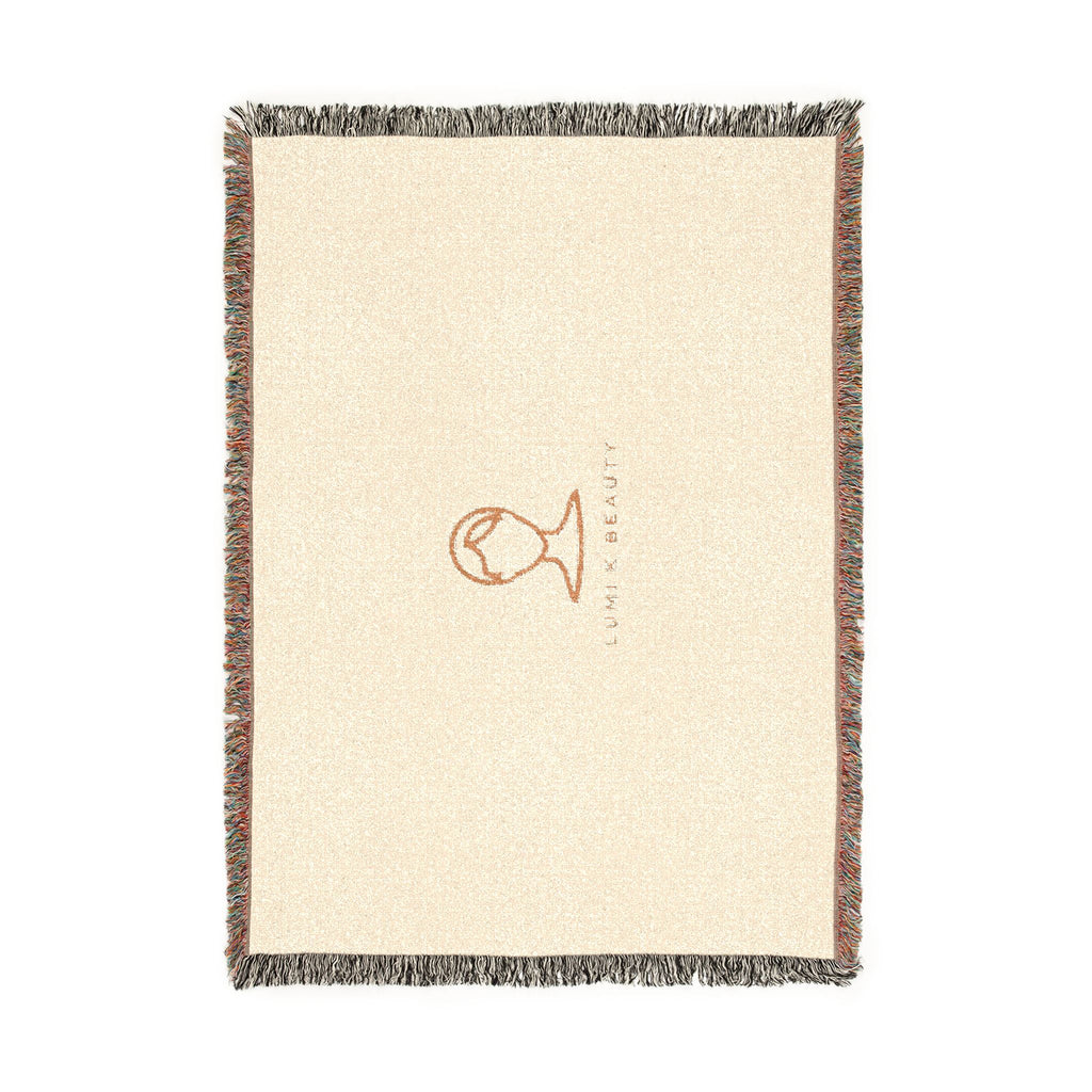 Woven Blanket with Lumi-K Beauty Logo — Cozy Decorative
