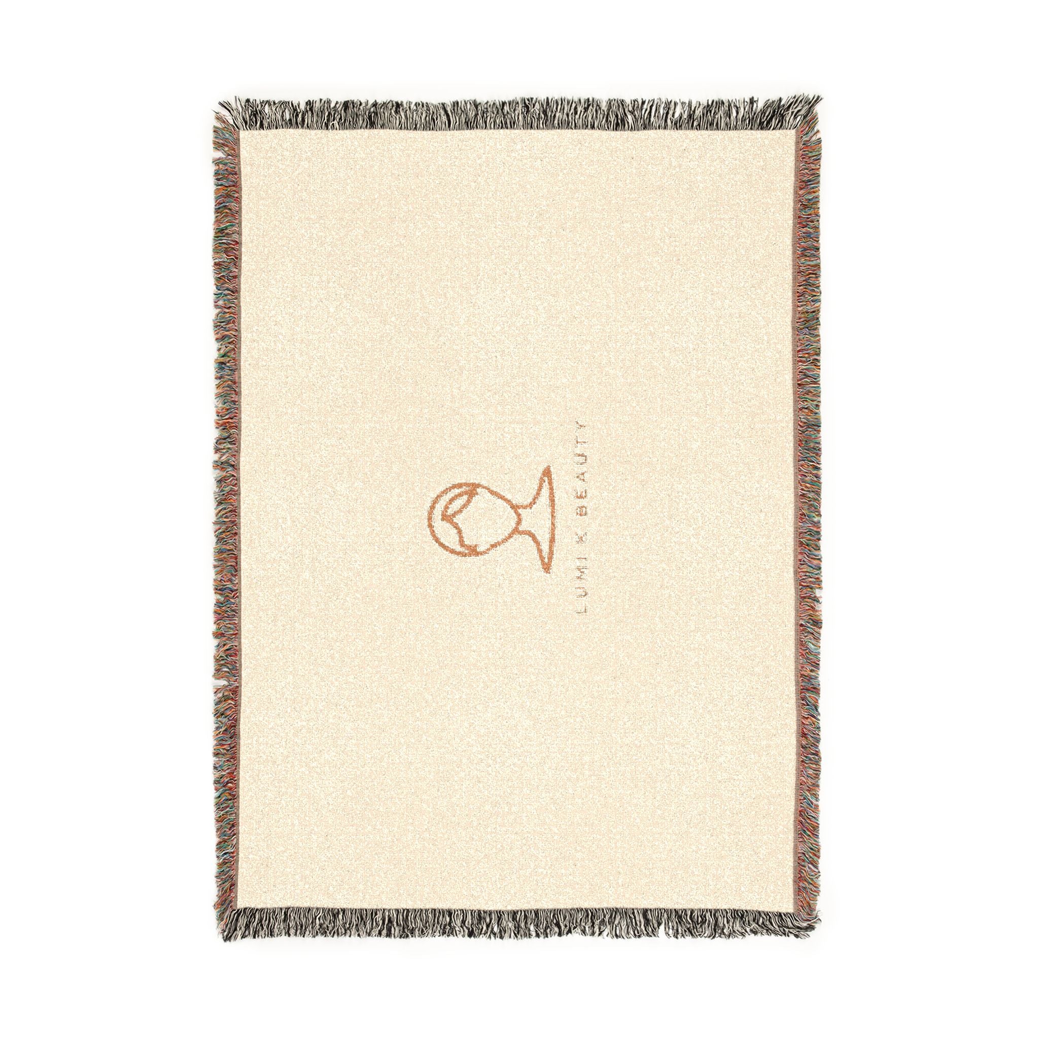 Woven Blanket with Lumi-K Beauty Logo — Cozy Decorative
