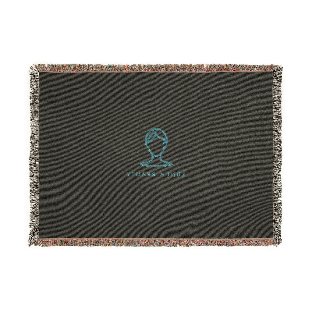 Woven Blanket with Lumi-K Beauty Logo — Cozy Decorative