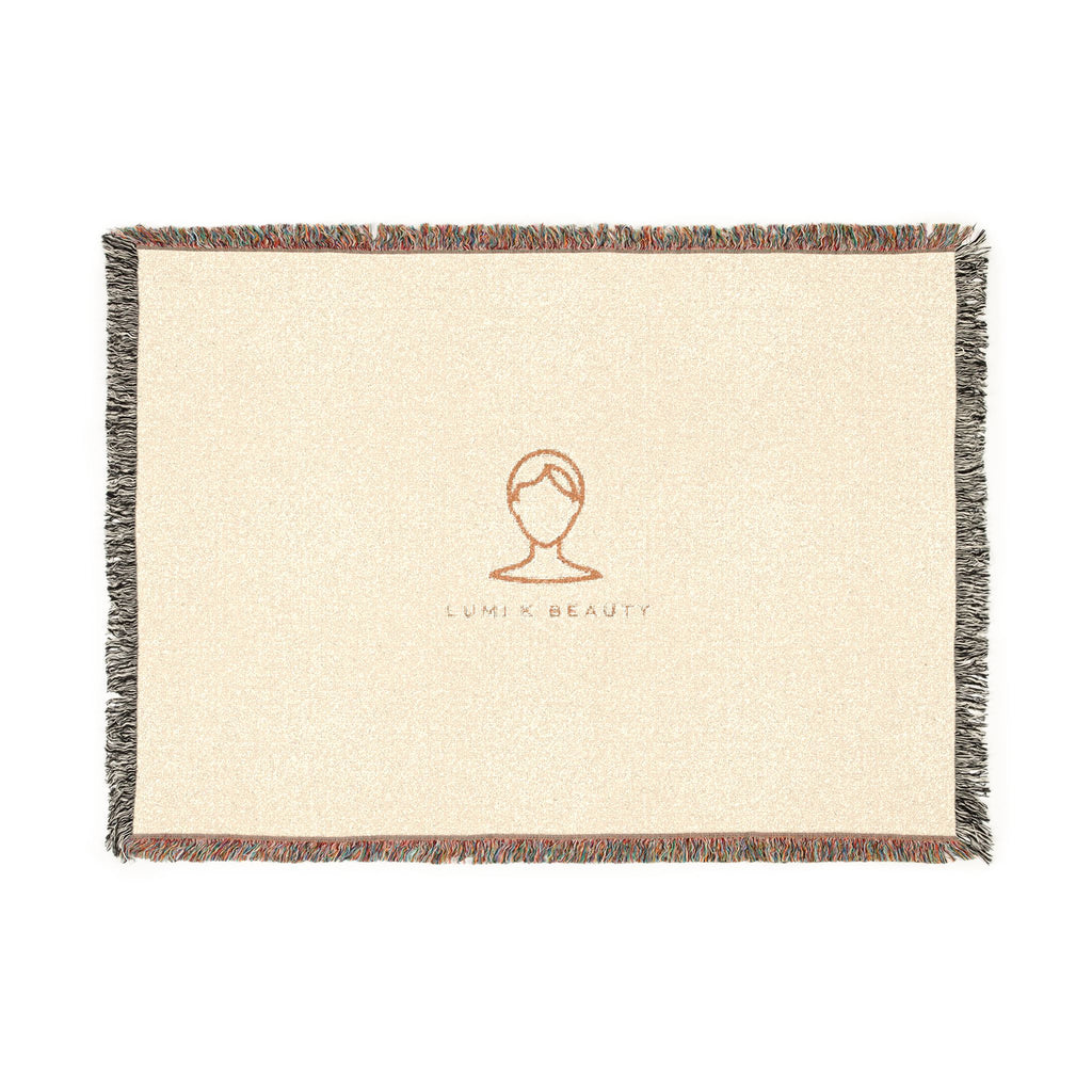 Woven Blanket with Lumi-K Beauty Logo — Cozy Decorative