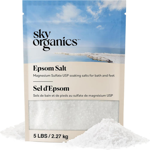 - Epsom Salt Bath Soak, 5 Lbs - Magnesium Sulfate USP - 100% Pure, Medium Grain - Unscented - Soaking Bath Salts - Resealable Bag - Natural, Vegan & Cruelty Free - Self Care - Bath & Feet